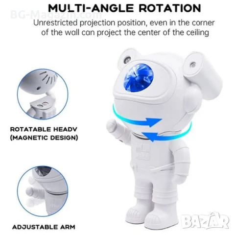 Лазерен звезден проектор Астронавт звездно небе нощна лампа с Bluetooth прожектирана на тавана деца, снимка 10 - Прожектори - 51049148