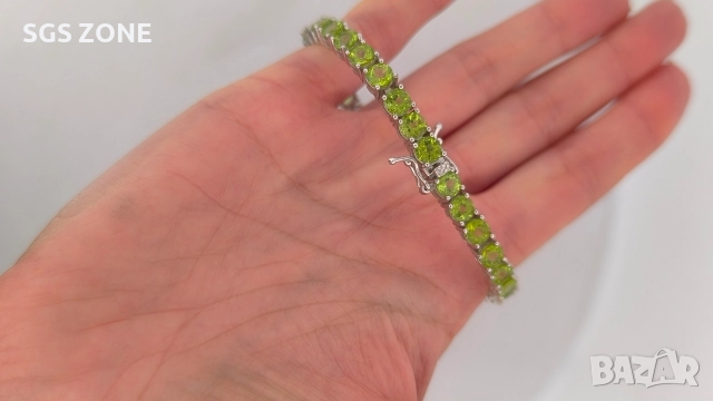 СРЕБЪРНА ГРИВНА 925 С НАТУРАЛЕН ПЕРИДОТ, снимка 5 - Гривни - 52709167