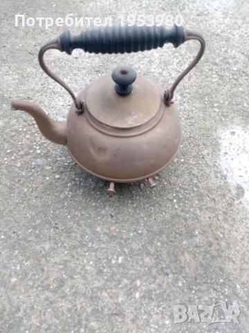 Английски месингов чайник, снимка 6 - Антикварни и старинни предмети - 39464072