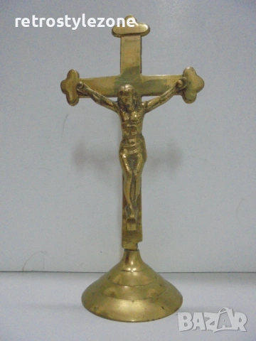 № 8460 Стар настолен кръст с разпятие  , снимка 5 - Други ценни предмети - 53181272