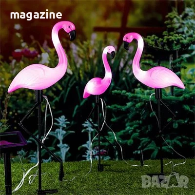 Соларни лед градински лампи Фламинго - 3бр., снимка 2 - Соларни лампи - 50726585