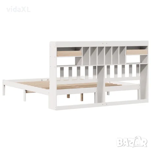 vidaXL Легло с етажерка за книги, без матрак, 180x200 см, бор масив, снимка 8 - Спални и легла - 56147068