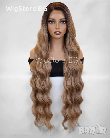 Кестенява Lace Front Перука 90 см - 13х4 Вълниста