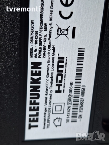 TCON BOARD PT550GT09-1-C-1 ,за 55-инчов телевизор Telefunken Модел  D55U750X2CWI, с дисплей VES550QN, снимка 5 - Части и Платки - 52906911