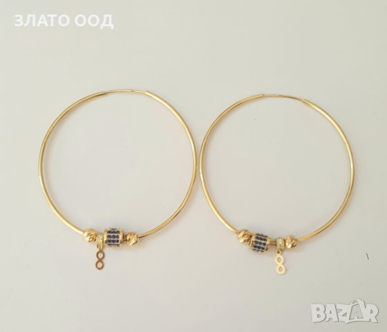 Златни обеци халки- с елементи тип Пандора 14К