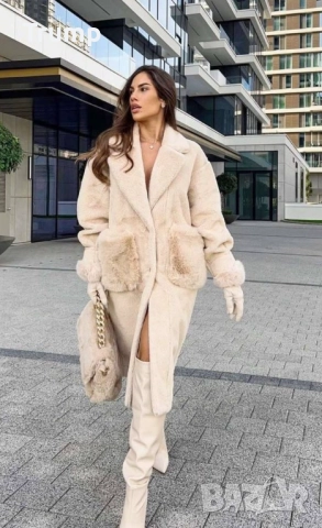 Красиво  пухено палто, Двулицева! Различни цветове, стандарт, снимка 2 - Палта, манта - 52408660