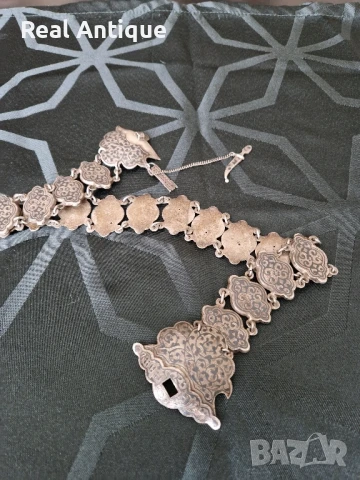 Страхотен антикварен руски кавказки сребърен колан с ниело , снимка 6 - Антикварни и старинни предмети - 50447020