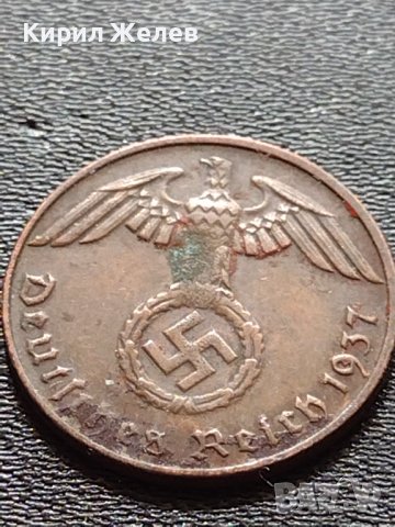 Две монети 1 райхспфенинг 1937г. / 5 райхспфенинг 1940г. Трети райх с СХВАСТИКА редки 28602, снимка 6 - Нумизматика и бонистика - 40650498