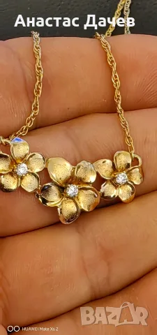 Дамско Сребърно колие със позлата, снимка 3 - Колиета, медальони, синджири - 55776893