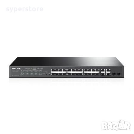 Суич TP-Link T1500-28PCT 24-портов Gigabit Smart PoE+ Управляем Комутатор 12.8Gbps, снимка 1 - Суичове - 34601319