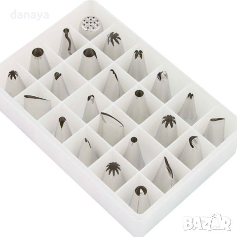 3495 Сладкарски метални накрайници за шприц пош 24 броя в комплект, снимка 5 - Аксесоари за кухня - 41019462