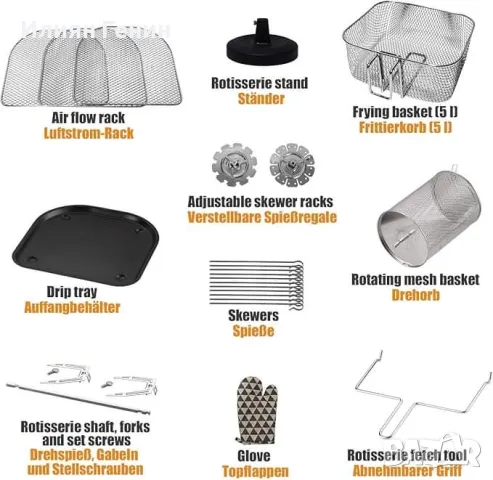8-в-1 фритюрник с горещ въздух 12 L, снимка 5 - Фритюрници - 47996194