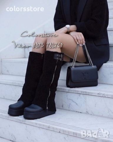 Ботуши на платформа - черна кожа - BPKN25

