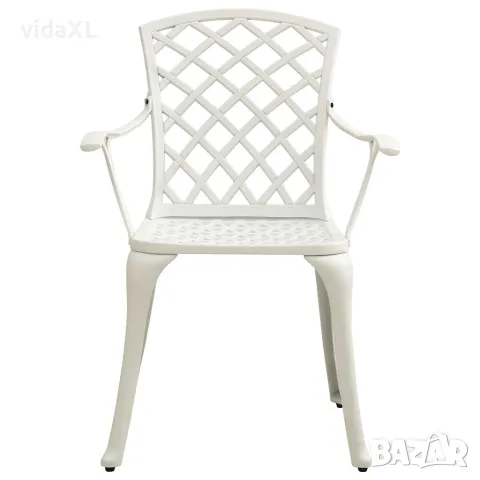 vidaXL Бистро комплект, 3 части, лят алуминий, бял, снимка 2 - Градински мебели, декорация  - 56146638