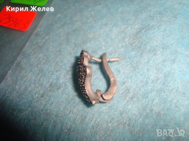 СТАРА МАРКАЗИТЕНА СРЕБЪРНА СКЪПОЦЕННА ОБЕЦА СРЕБРО 925 АНГЛИЯ ЮВЕЛИРНА ВИНТИДЖ АРТ ДЕКО БИЖУ 25963, снимка 6 - Обеци - 35820791