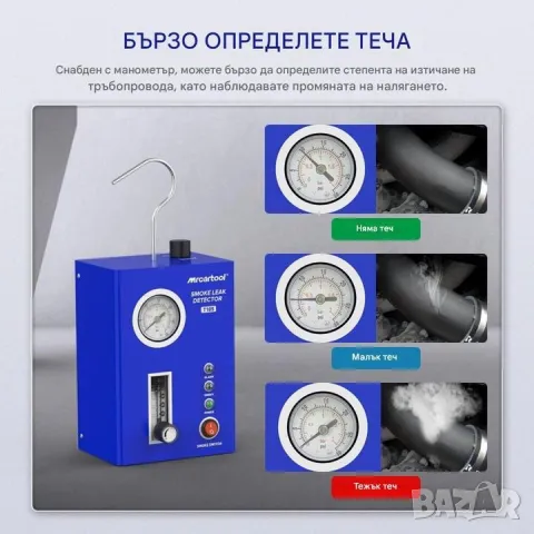 Автомобилен димен тестер за откриване на утечки с пушек MRCARTOOL T105, снимка 5 - Други машини и части - 50397485
