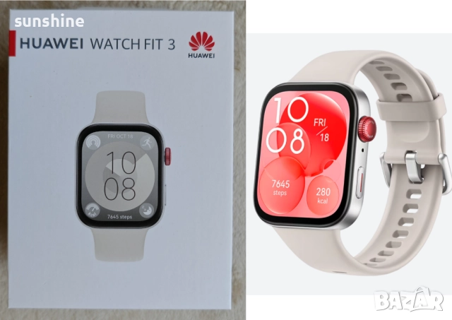 ЗАПЕЧАТАН * HUAWEI WATCH FIT 3 Бял с червено копче* Гаранция