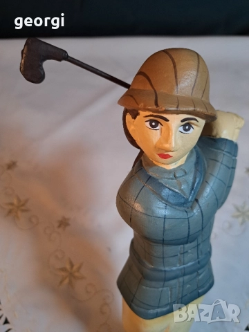 дървена статуетка дърворезба играч на голф, снимка 3 - Статуетки - 52027151