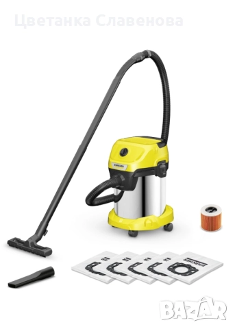 Прахосмукачка Karcher WD3 S V-17/4/20 Мокро и сухо почистване, Контейнер от неръждаема стомана 17 л, снимка 2 - Прахосмукачки - 52215889