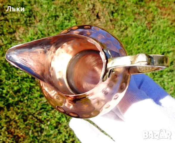 Кована медна кана за ракия,чиста червена мед. , снимка 4 - Антикварни и старинни предмети - 52203813