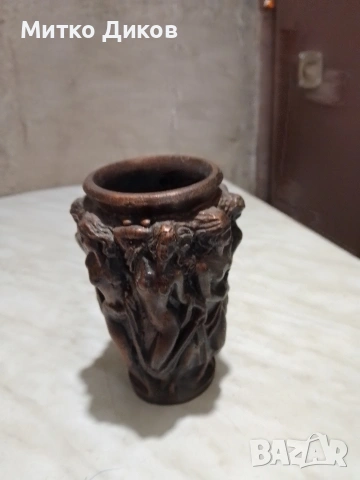 Art Nouveau Design Nympes ваза винтидж от патинирана теракота Н-230х80мм и ги 50х 55, снимка 7 - Вази - 53513386