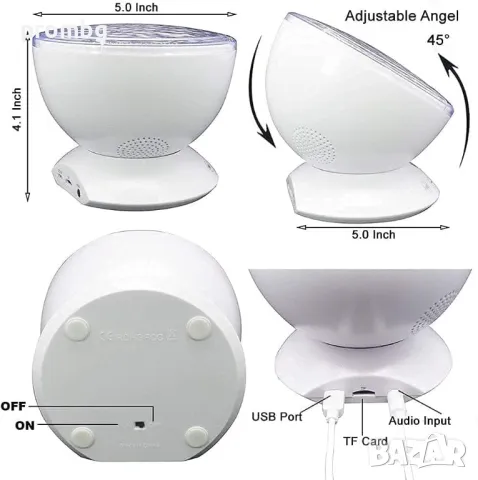 музикална лампа прожектор, въртяща се с различни режими, цветове, снимка 9 - Лед осветление - 49348596