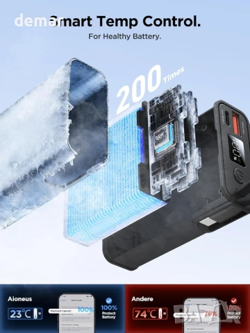 Външна батерия Aioneus 35W, преносимо зарядно устройство с вграден USB-C кабел, PD&QC, снимка 7 - Външни батерии - 53656792