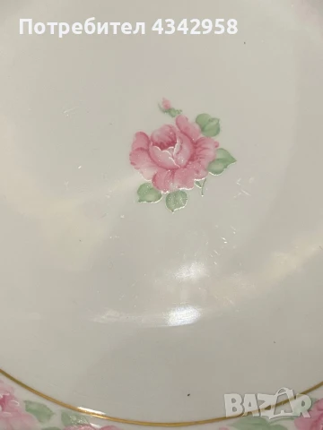 Burg Lindau. 1950 г. Чиния с рози., снимка 2 - Антикварни и старинни предмети - 50621411