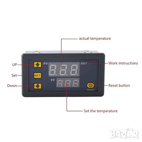 Цифров термостат за контрол на температурата с LED дисплей и инструмент за контрол на топлина/охлажд, снимка 9 - Друга електроника - 51234453