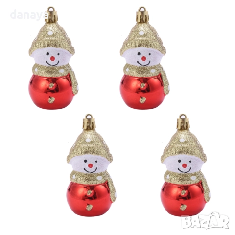 6124 Коледни играчки за елха Снежен човек, 4 броя, снимка 6 - Декорация за дома - 51877297