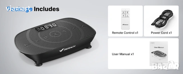 Виброплатформа MERACH CV30 Black SLIM, 10 нива на интензивност, снимка 4 - Фитнес уреди - 53048914