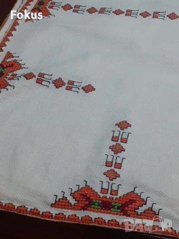 Голяма стара бродирана покривка с български шевици, снимка 7 - Антикварни и старинни предмети - 53281586