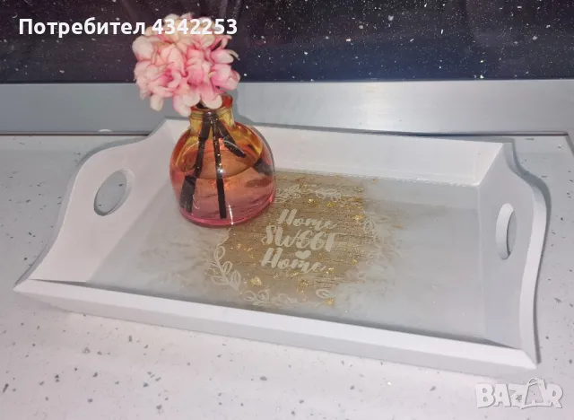 Красива дървена поставка за вашият дом покрита с епоксидна смола🌸21/15см