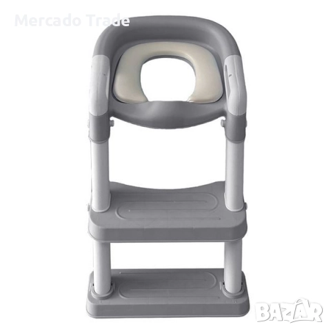 Обучителна седалка за тоалетна чиния със стъпало Mercado Тrade, Сив, снимка 3 - За банята - 52447048