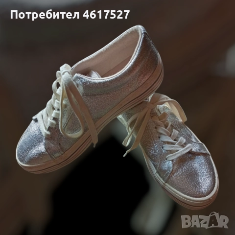 Сребристи дамски маратонки Zara, снимка 5 - Маратонки - 52084474