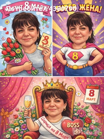 Карикатури за 8ми март , снимка 2 - Картини - 53653134