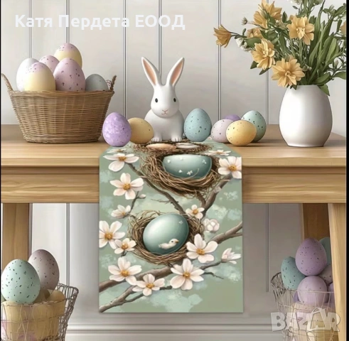 Великденски ленен тишлсйфер за маса - код 24, снимка 2 - Покривки за маси - 53749563