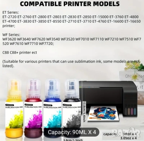 Сублимационно мастило за Epson Ecotank, Workforce, Stylus принтери, комплект мастила за сублимация, снимка 2 - Принтери, копири, скенери - 50554217