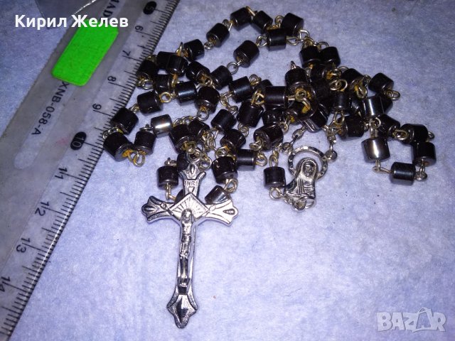 РИМОКАТОЛИЧЕСКА ОГЪРЛИЦА МОЛИТВЕНА БРОЕНИЦА ХЕМАТИТ със СРЕБРИСТИ РАЗПЯТИЕ и ДВУСТРАННА ИКОНКА 28063, снимка 9 - Колиета, медальони, синджири - 41389369