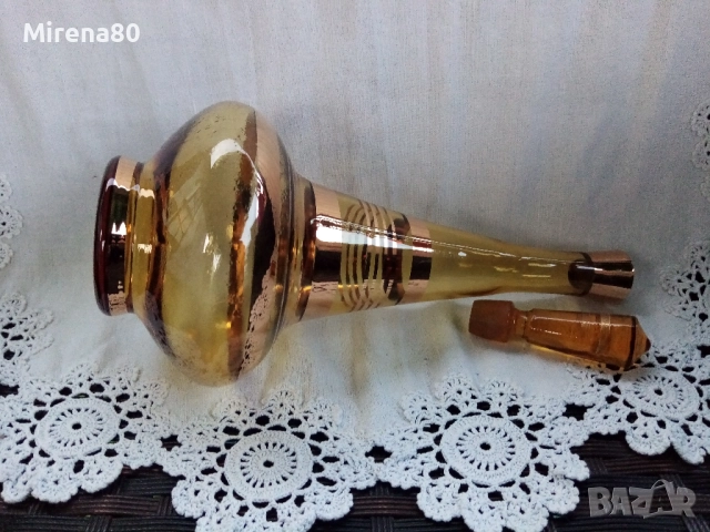 Стара гарафа цветно стъкло, снимка 6 - Антикварни и старинни предмети - 52642238