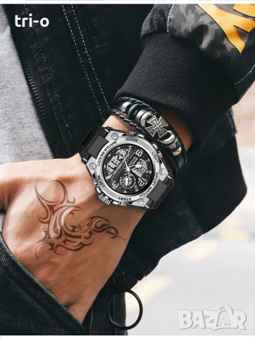 SANDA 6024 Спортен дигитален мъжки часовник LED двоен дисплей Водоустойчив военен удароустойчив, снимка 3 - Мъжки - 52024339