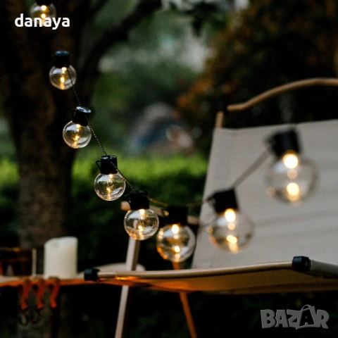 6430 Соларни лампички за градина Соларен гирлянд с 20 LED топки, 5 метра, снимка 6 - Градински мебели, декорация  - 53534901