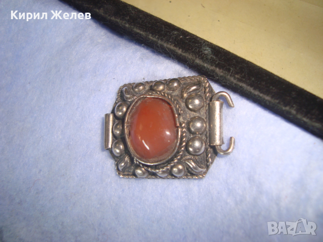 ЕЛЕМЕНТ от СТАРА БРОНЗОВА ПОСРЕБРЕНА ОРИЕНТАЛСКА ЕТНОГРАФСКА ГРИВНА с НАТУРАЛЕН КАРНЕОЛ 13818, снимка 6 - Антикварни и старинни предмети - 36225108