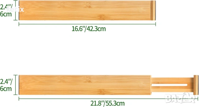 Разделител за чекмеджета с регулируем дизайн, бамбук,6бр., снимка 3 - Други стоки за дома - 53040703
