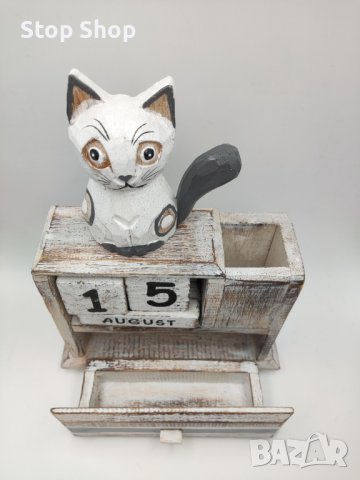 Органайзер котка дърворезба Индонезия , снимка 2 - Декорация за дома - 41063641