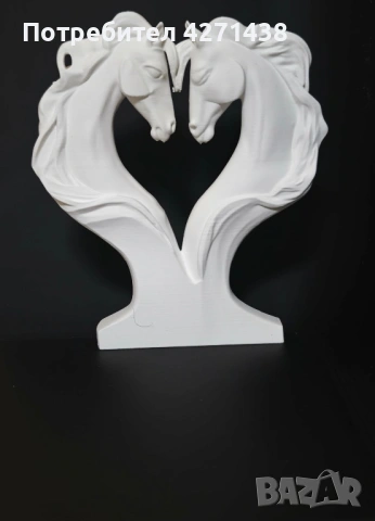 Статуетка с два каня във формата на сърце, снимка 2 - Статуетки - 53670101
