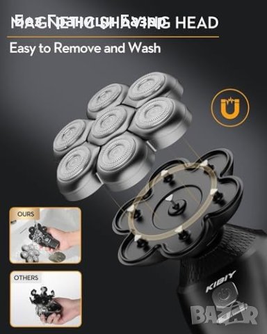 Нов Иновативен 7D Мъжки Бръснач, IPX7, 3 Скорости, LED Дисплей, снимка 2 - Електрически самобръсначки - 44211135