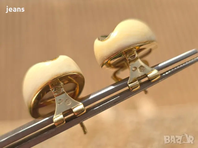 Винтидж обеци от 60те злато 18 карата и слонова кост, снимка 6 - Обеци - 48676939