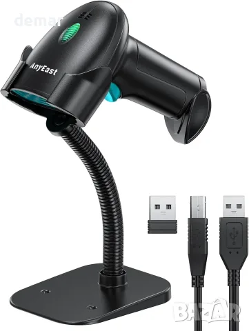 Жичен USB скенер за 1D и 2D баркодове и QR кодове със стойка