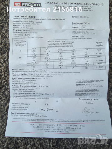 Динамометричен ключ 5-25 Nm Facom , снимка 6 - Ключове - 48473671